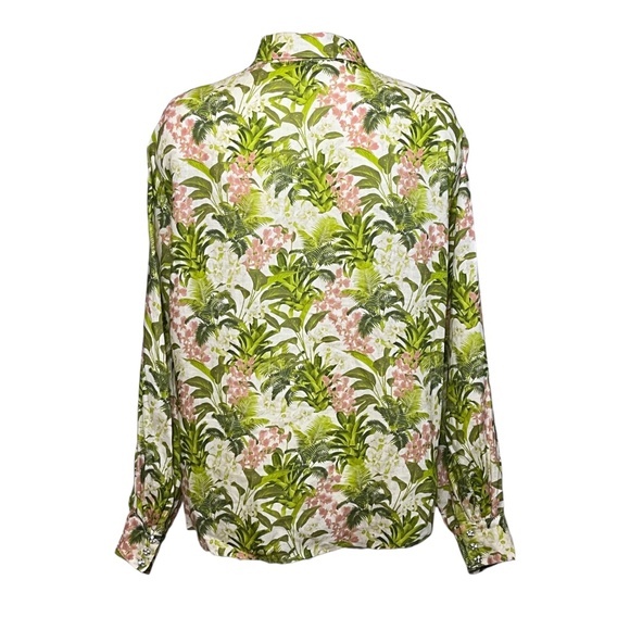 Cami NYC Belkis Shirt Crystal Embellished Buttons Linen Floral Tropical Top sz L - Picture 5 of 12